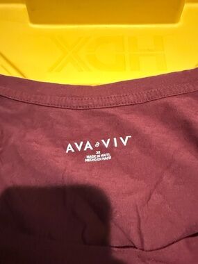 Ava & Viv Long Sleeve Scoop Neck Top in Plum